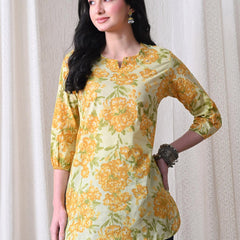 Yellow Merigold Pure Cotton Casual 3/4th Sleeves Top for women