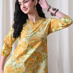 Yellow Merigold Pure Cotton Casual 3/4th Sleeves Top for women