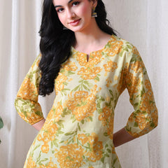 Yellow Merigold Pure Cotton Casual 3/4th Sleeves Top for women