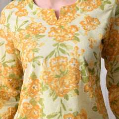 Yellow Merigold Pure Cotton Casual 3/4th Sleeves Top for women