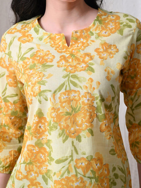 Yellow Merigold Pure Cotton Casual 3/4th Sleeves Top for women