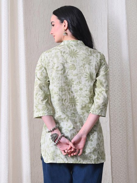 Pista Green Jal Pure Cotton Casual 3/4th Sleeves Top for women