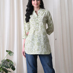 Pista Green Jal Pure Cotton Casual 3/4th Sleeves Top for women
