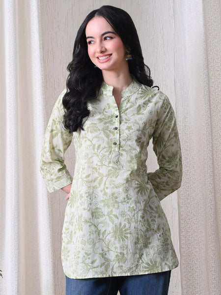 Pista Green Jal Pure Cotton Casual 3/4th Sleeves Top for women