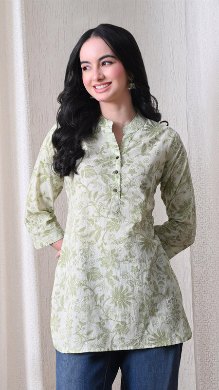 Pista Green Jal Pure Cotton Casual 3/4th Sleeves Top for women