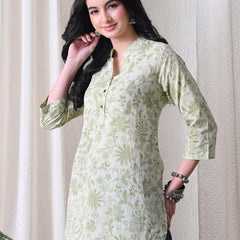 Pista Green Jal Pure Cotton Casual 3/4th Sleeves Top for women