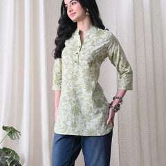 Pista Green Jal Pure Cotton Casual 3/4th Sleeves Top for women