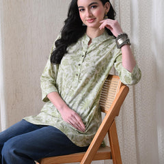 Pista Green Jal Pure Cotton Casual 3/4th Sleeves Top for women