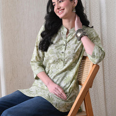 Pista Green Jal Pure Cotton Casual 3/4th Sleeves Top for women