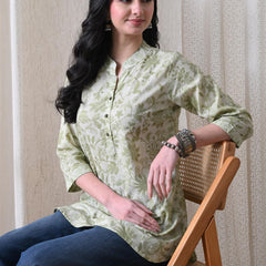 Pista Green Jal Pure Cotton Casual 3/4th Sleeves Top for women