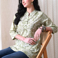 Pista Green Jal Pure Cotton Casual 3/4th Sleeves Top for women