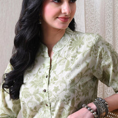 Pista Green Jal Pure Cotton Casual 3/4th Sleeves Top for women