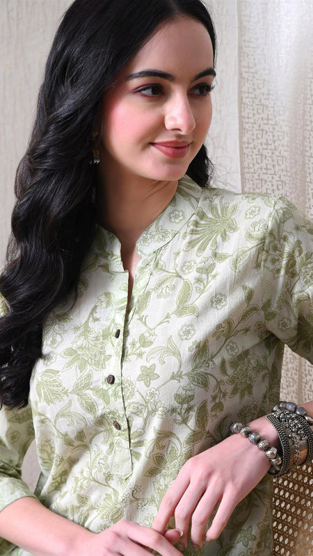 Pista Green Jal Pure Cotton Casual 3/4th Sleeves Top for women