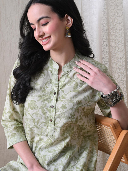 Pista Green Jal Pure Cotton Casual 3/4th Sleeves Top for women