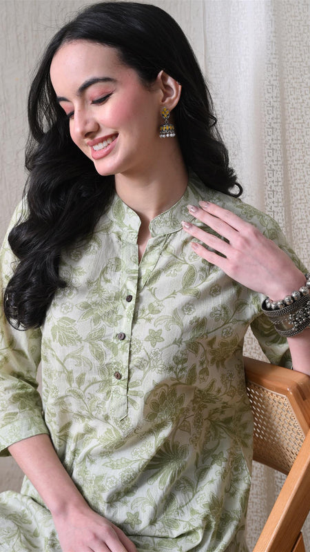 Pista Green Jal Pure Cotton Casual 3/4th Sleeves Top for women