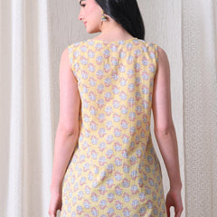 Butter Yellow Butti casual A-line v-neck sleeveless top for women