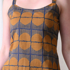 Mustard Blue Grid Casual A-line strappy top for women