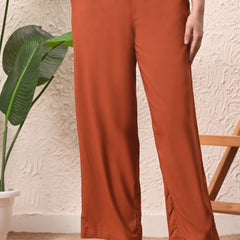 Rust Teen Phool Embroidered Cord-set