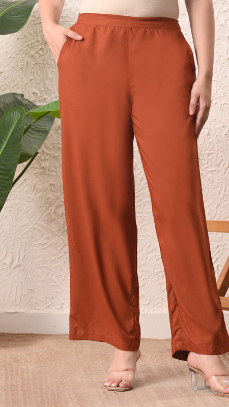 Rust Teen Phool Embroidered Cord-set