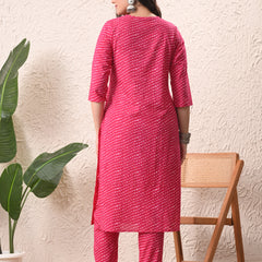Rani Mothra Straight kurta pant set with Sleeves