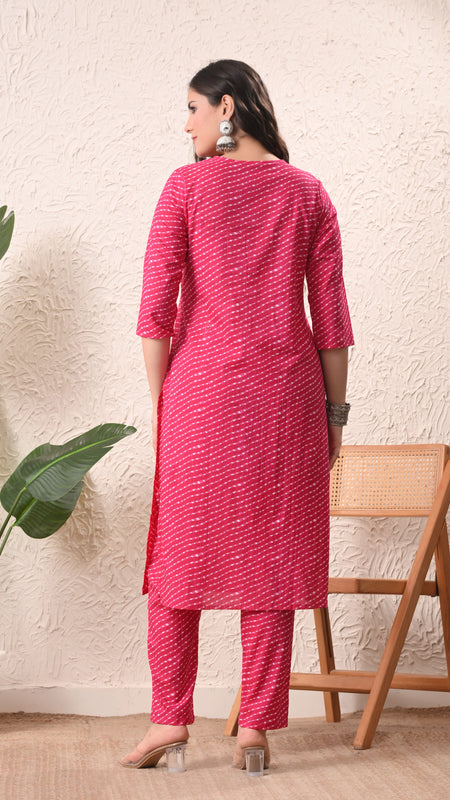 Rani Mothra Straight kurta pant set with Sleeves