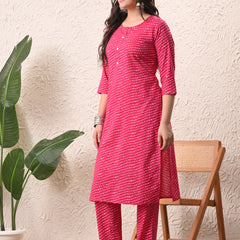 Rani Mothra Straight kurta pant set with Sleeves