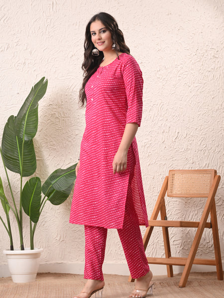 Rani Mothra Straight kurta pant set with Sleeves