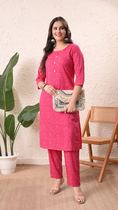 Rani Mothra Straight kurta pant set with Sleeves