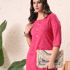 Rani Mothra Straight kurta pant set with Sleeves