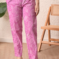 Pink White Keri Straight kurta pant set with Sleeves
