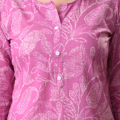 Pink White Keri Straight kurta pant set with Sleeves