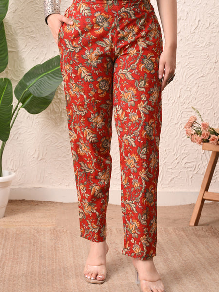 Rustic Floral Straight kurta pant set with Sleeves