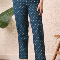 Teal Micro Straight Sleeveless kurta pant set
