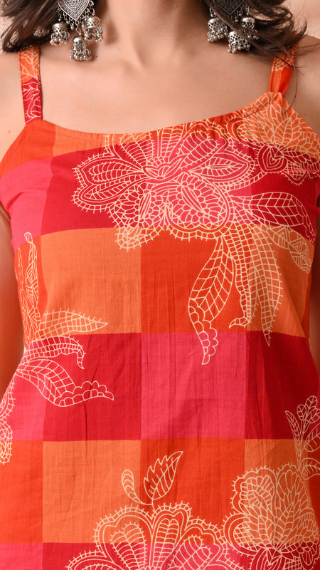 Orange Pink Checks