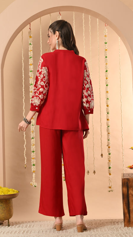 Maroon Embroidery CordSet