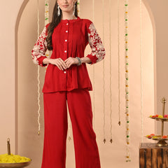 Maroon Embroidery CordSet