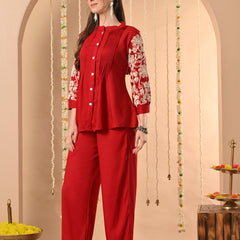 Maroon Embroidery CordSet