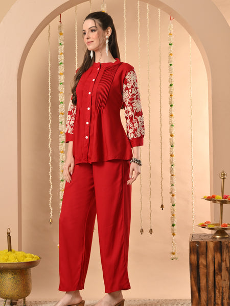 Maroon Embroidery CordSet