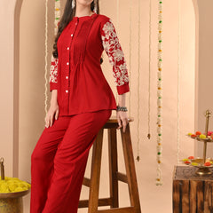 Maroon Embroidery CordSet