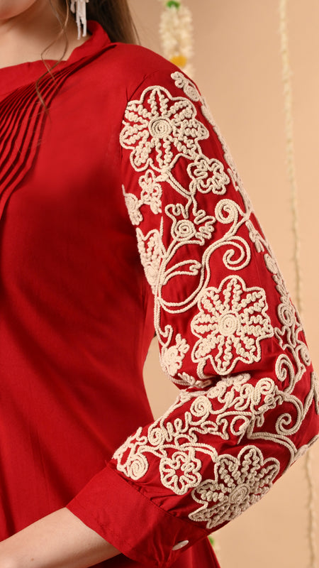 Maroon Embroidery CordSet