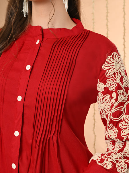 Maroon Embroidery CordSet