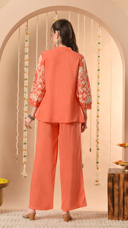 Peach Embroidery CordSet