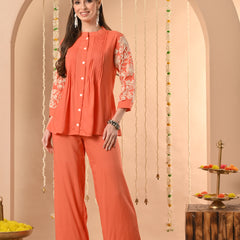 Peach Embroidery CordSet