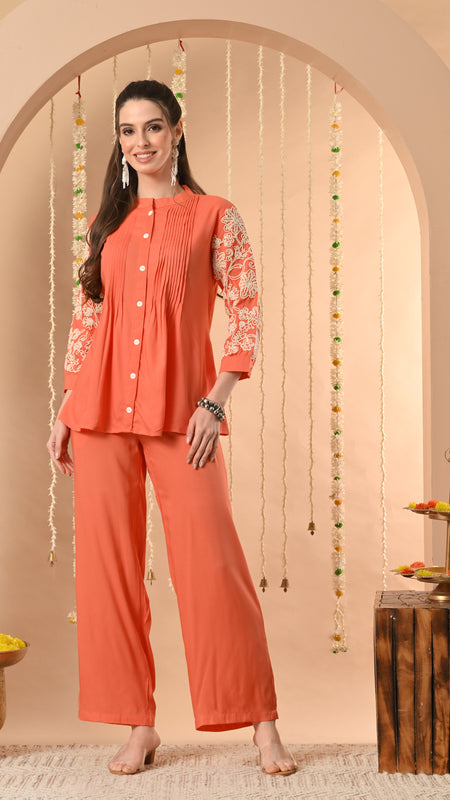 Peach Embroidery CordSet