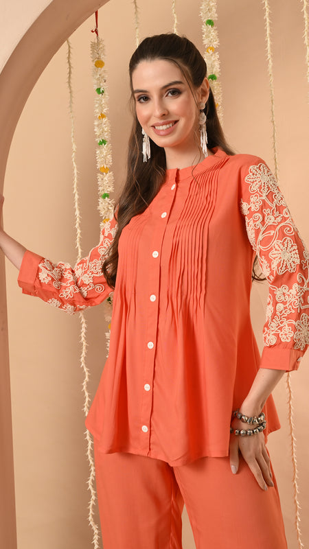 Peach Embroidery CordSet