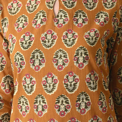Mustard Block Pure Cotton Casual 3/4th Sleeves Top for women