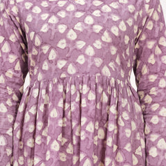Lavender Pure Cotton Casual Peplum Full Sleeves Top For Women