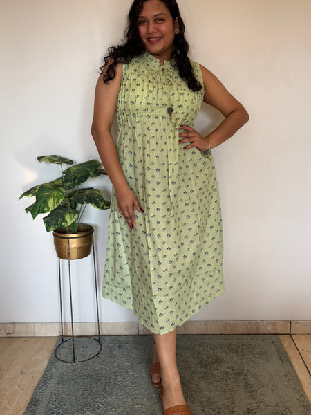 Pure Cotton Casual A-Line Sleeveless Dress
