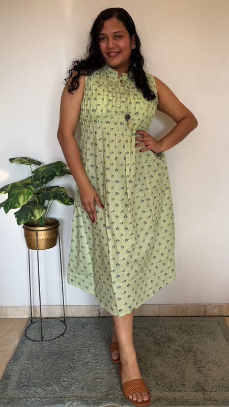 Pure Cotton Casual A-Line Sleeveless Dress