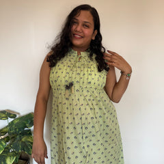 Pure Cotton Casual A-Line Sleeveless Dress